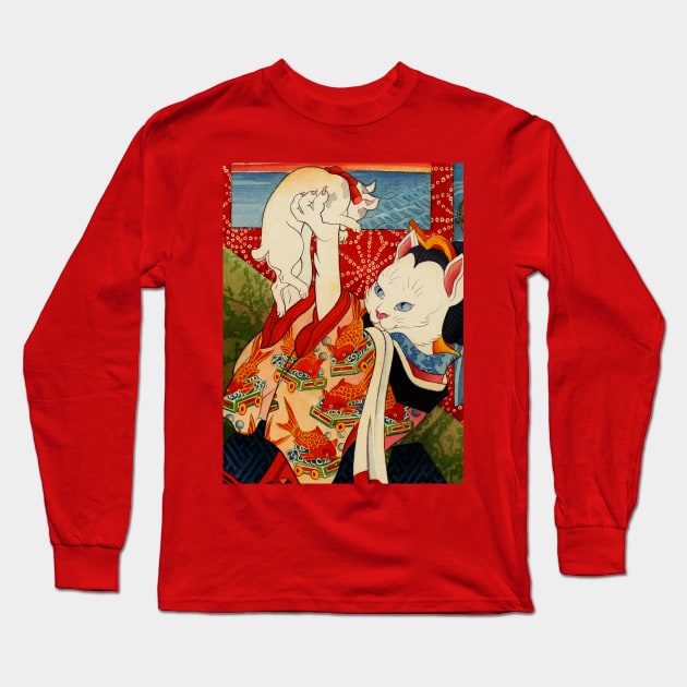 Year of the Dog Series/ Red Mount Fuji Long Sleeve T-Shirt by MoiraHahnArt